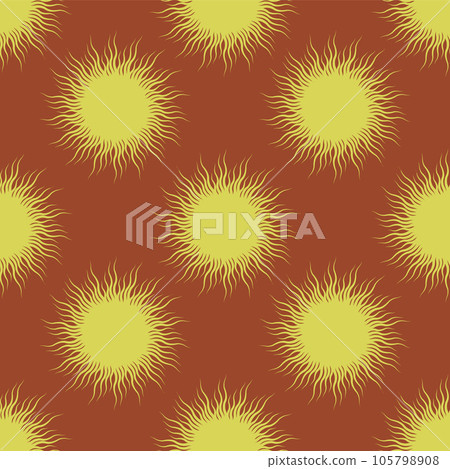 Red vector illustration seamless pattern with retro sun 105798908