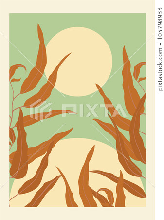 Botanical red green print aesthetic minimalist print art. Botanical red green print aesthetic minimalist print art. 105798933