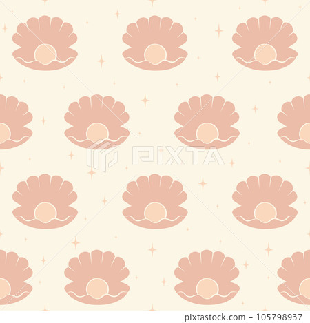 Seamless pattern print with pink pearl shell illustration Seamless pattern print with pink pearl shell illustration 105798937