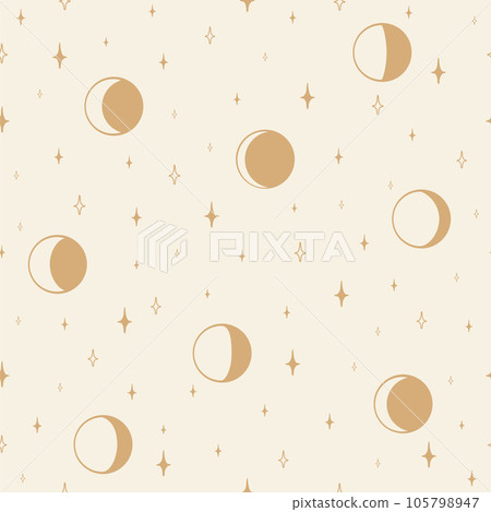 Aesthetic illustration seamless pattern with celestial moon phases 105798947