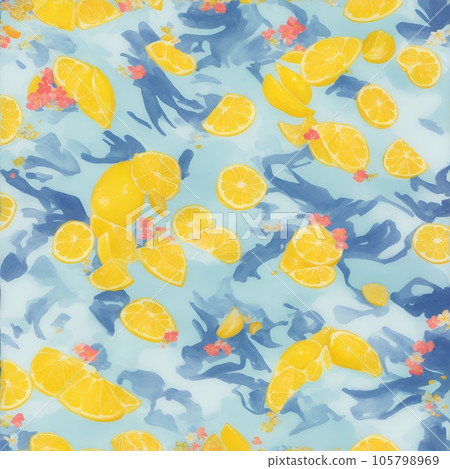 Seamless pattern of Trendy and colourful and watercolor of Summer fruits Orange Seamless pattern of Trendy and colourful and watercolor of Summer fruits Orange 105798969