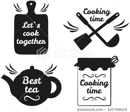 Set of hand writings about kitchen, food and cooking. Hand drawn letterings, culinary outlines Set of hand writings about kitchen, food and cooking. Hand drawn letterings, culinary outlines 105799024