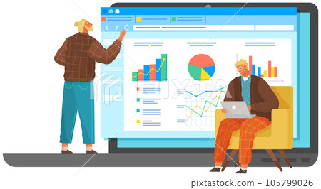 Businessman makes a presentation of a statistical report. Analysis and planning business concept Businessman makes a presentation of a statistical report. Analysis and planning business concept 105799026