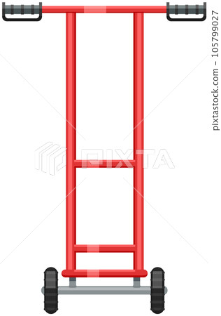 Empty barrow, metallic two wheeled trolley. Hand truck with handles for goods transportation Empty barrow, metallic two wheeled trolley. Hand truck with handles for goods transportation 105799027