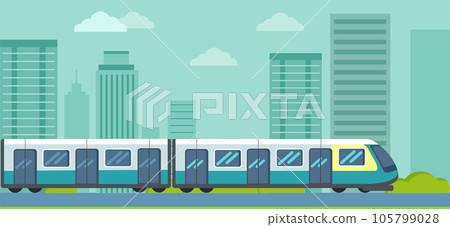 Transport leaving tunnel to metro. Train for transporting passengers at underground station platform Transport leaving tunnel to metro. Train for transporting passengers at underground station platform 105799028