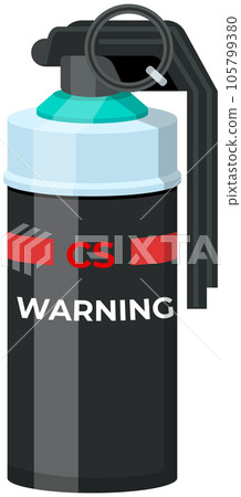 Gas cylinder with pressurized propane with warning sign. Storage of liquefied compressed oxygen 105799380