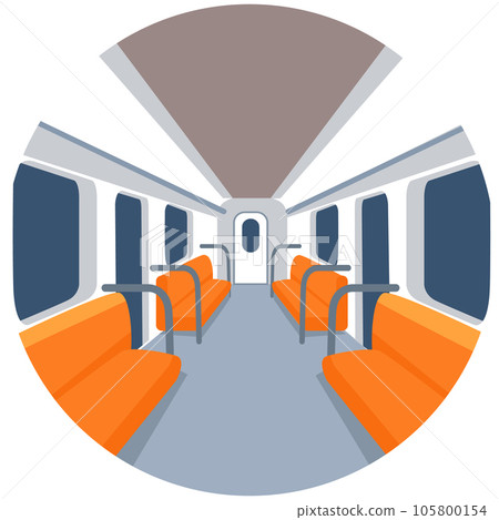 Interior design of subway car, transport for passengers with seats, automatic doors and windows 105800154