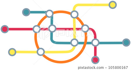 Scheme of metro stations. Plan of subway with colorful lines. Layout of public transport routes 105800167