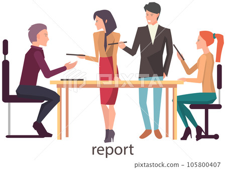 Colleagues discussing business report with data. Businesspeople team project strategy planning Colleagues discussing business report with data. Businesspeople team project strategy planning 105800407