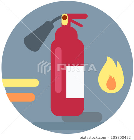 Device for extinguishing fires by releasing stored substance. Red fire extinguisher cylinder Device for extinguishing fires by releasing stored substance. Red fire extinguisher cylinder 105800452