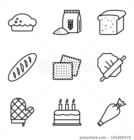 Baking editable stroke icon set. 105800478
