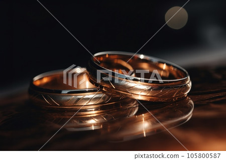 Close-up macro shot of wedding rings, detailed jewelry. Close-up macro shot of wedding rings, detailed jewelry. 105800587