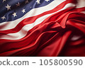Close-up shot of the USA flag waving in the wind. 105800590