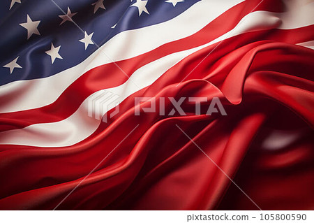 Close-up shot of the USA flag waving in the wind. Close-up shot of the USA flag waving in the wind. 105800590