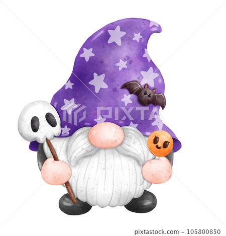 Gnome Halloween Watercolor clipart Gnome Witch Pumpkin Spooky cartoon character with a broom and a hat Hand Drawn Gnome Halloween Watercolor clipart Gnome Witch Pumpkin Spooky cartoon character with a broom and a hat Hand Drawn 105800850