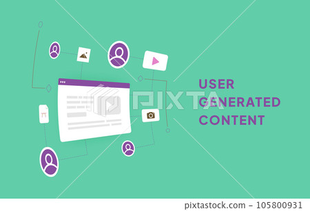 User generated content. UGC Vector illustration Concept User generated content. UGC Vector illustration Concept 105800931
