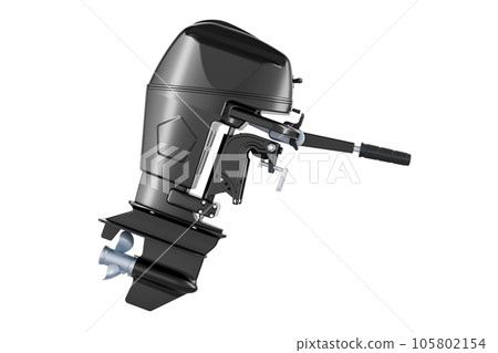 Outboard motor, boat engine. 3D rendering 105802154