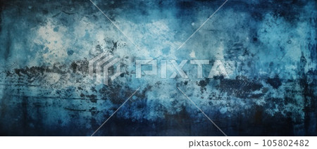 Dark and blue concreate and cement wall and studio to present product and background. AI Generative. 105802482