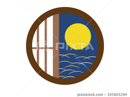 透過圓窗看到的月亮插畫 105803294