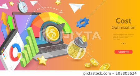 3D Vector Conceptual Illustration of Cost Optimization 105803624