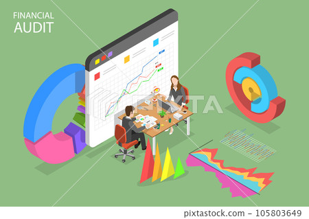 3D Isometric Flat Vector Conceptual Illustration of Financial Audit 105803649