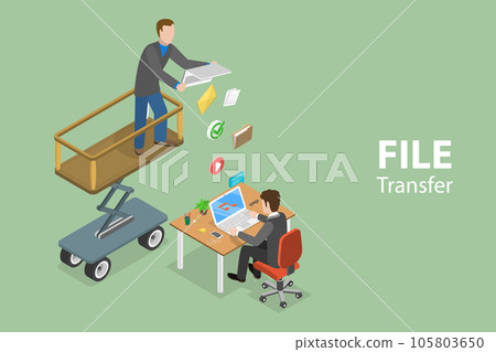 3D Isometric Flat Vector Conceptual Illustration of File Transfer 105803650
