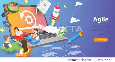 3D Vector Conceptual Illustration of Agile Development 105803658