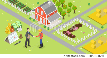 3D Isometric Flat Vector Conceptual Illustration of Small Business Loan 105803691