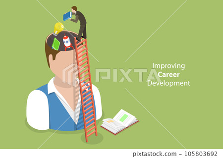 3D Isometric Flat Vector Conceptual Illustration of Improving Career Development 105803692