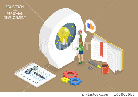 3D Isometric Flat Vector Conceptual Illustration of Education And Personal Development 3D Isometric Flat Vector Conceptual Illustration of Education And Personal Development 105803695