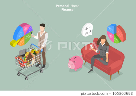 3D Isometric Flat Vector Conceptual Illustration of Personal Home Finance 3D Isometric Flat Vector Conceptual Illustration of Personal Home Finance 105803698