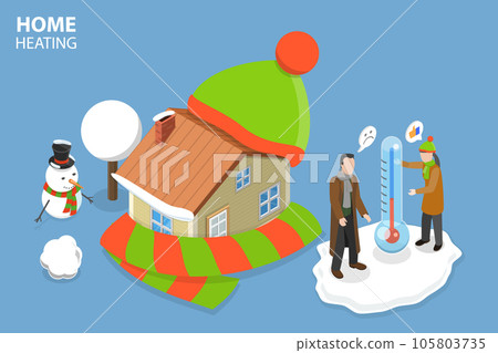 3D Isometric Flat Vector Conceptual Illustration of Home Heating 105803735