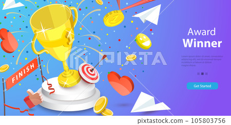 3D Vector Conceptual Illustration of Award Winner 3D Vector Conceptual Illustration of Award Winner 105803756