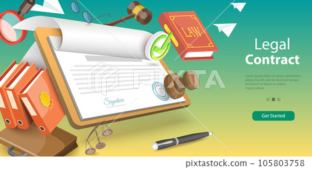 3D Vector Conceptual Illustration of Legal Contract Signing 3D Vector Conceptual Illustration of Legal Contract Signing 105803758
