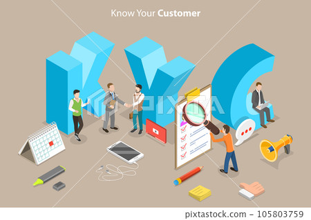 3D Isometric Flat Vector Conceptual Illustration of Know Your Customer 105803759