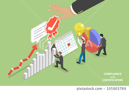3D Isometric Flat Vector Conceptual Illustration of Compliance And Certification 3D Isometric Flat Vector Conceptual Illustration of Compliance And Certification 105803769