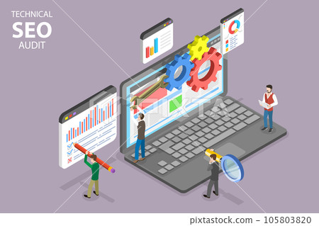 3D Isometric Flat Vector Conceptual Illustration of Technical SEO Audit 3D Isometric Flat Vector Conceptual Illustration of Technical SEO Audit 105803820
