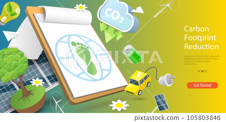 3D Vector Conceptual Illustration of Carbon Footprint Reduction 3D Vector Conceptual Illustration of Carbon Footprint Reduction 105803846