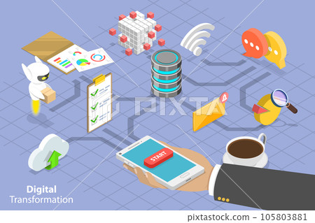 3D Isometric Flat Vector Conceptual Illustration of Digital Transformation 3D Isometric Flat Vector Conceptual Illustration of Digital Transformation 105803881