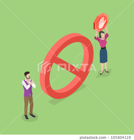 3D Isometric Flat Vector Conceptual Illustration of Restricted Area Sign 105804128