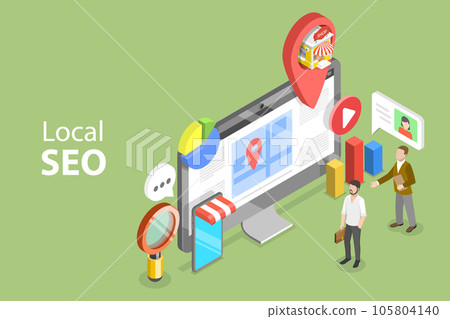 3D Isometric Flat Vector Conceptual Illustration of Local SEO 3D Isometric Flat Vector Conceptual Illustration of Local SEO 105804140