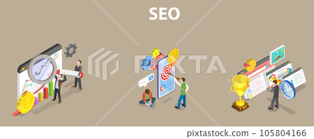 3D Isometric Flat Vector Conceptual Illustration of SEO Optimization 105804166