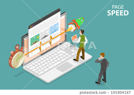 3D Isometric Flat Vector Conceptual Illustration of Page Speed 3D Isometric Flat Vector Conceptual Illustration of Page Speed 105804187