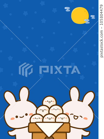 可愛的賞月插畫、兔子和月亮餃子 105804479