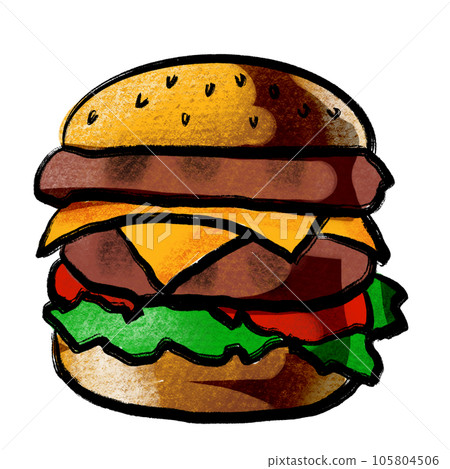 The hamburger drawing image for fast food content. The hamburger drawing image for fast food content. 105804506