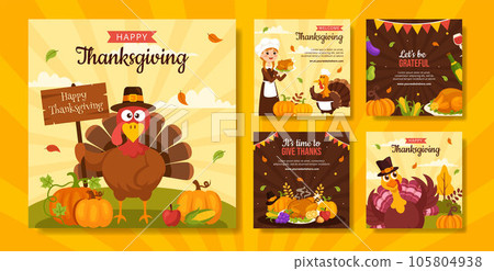 Happy Thanksgiving Social Media Post Flat Cartoon Hand Drawn Templates Background Illustration Happy Thanksgiving Social Media Post Flat Cartoon Hand Drawn Templates Background Illustration 105804938