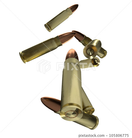 Falling Bullet Shells 3d Illustration Stock Photo - Download Image