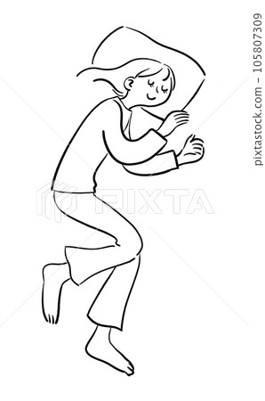 睡覺的女人線描 睡覺的女人線描 105807309