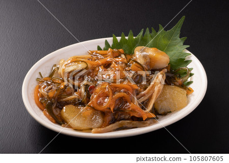Seafood pickles (masu salmon roe, scallops, herring roe, Matsumae pickles) 105807605