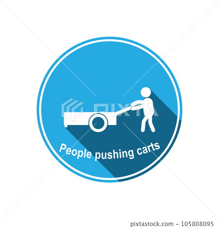 icon of a person pushing a cart vector icon of a person pushing a cart vector 105808095